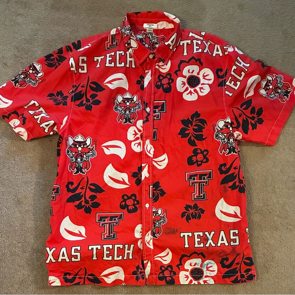 Wes And Willy Texas Tech Red Raiders Hawaiian Shirt AOP Button Shirt Size XL